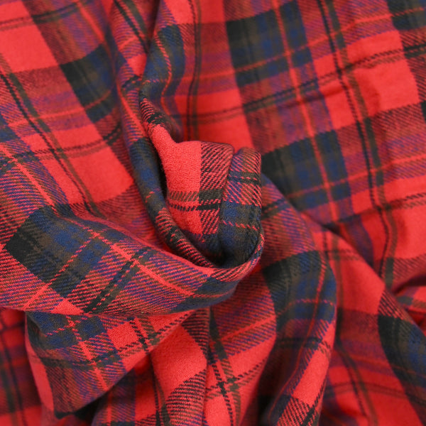 Flanelle de coton à carreaux Arthur rouge
