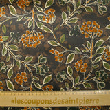 Velours ras imprimé baies sauvages fond marron