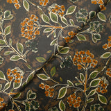 Velours ras imprimé baies sauvages fond marron
