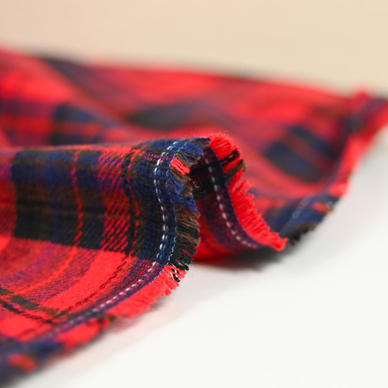 Flanelle de coton à carreaux Arthur rouge