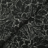 Lainage bouclette brodé esquisse florale fond noir