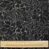Lainage bouclette brodé esquisse florale fond noir