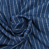 Polyester rayé 16mm fond denim
