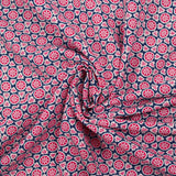 Viscose imprimée fleurs du Japon fond marine