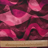 Twill de viscose imprimé vagues vieux rose et fuchsia