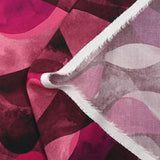 Twill de viscose imprimé vagues vieux rose et fuchsia
