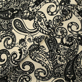Twill de viscose imprimé ombre cachemire noir fond écru