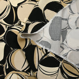Twill de viscose imprimé cercles fantaisies sable fond écru