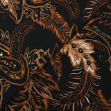 Twill de viscose imprimé cachemire marron fond noir