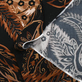 Twill de viscose imprimé cachemire marron fond noir