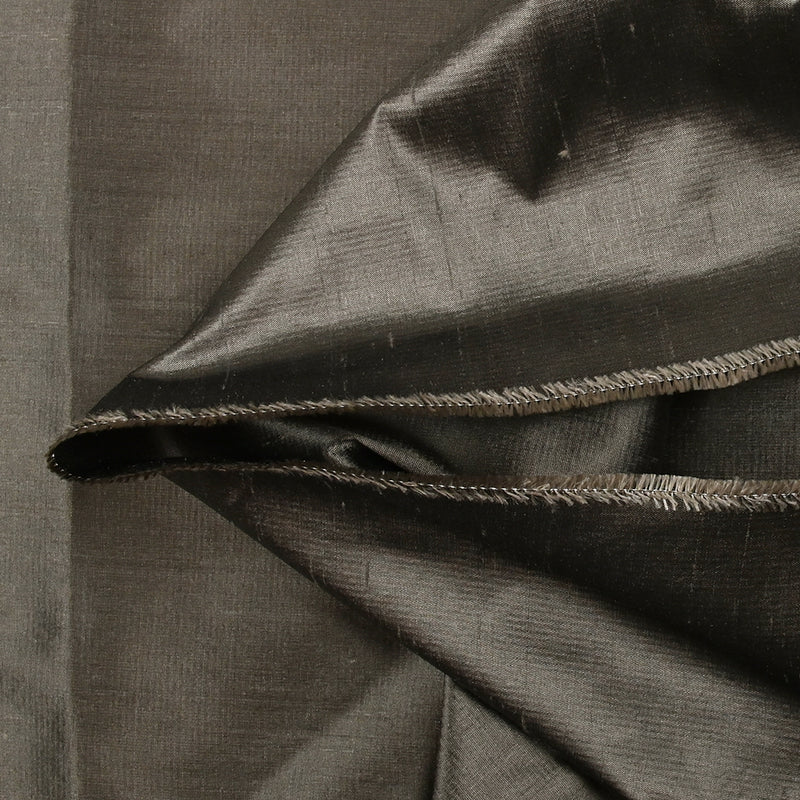 Tissu Taffetas 100% Soie Gris Floral - 30m X 1.40m, Rouleau Grand Teint, Fabrication Française