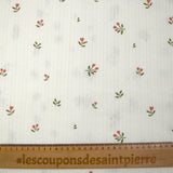 Jersey pointelle coton imprimé tulipes fond blanc cassé