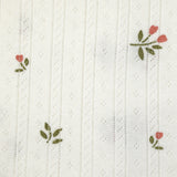 Jersey pointelle coton imprimé tulipes fond blanc cassé