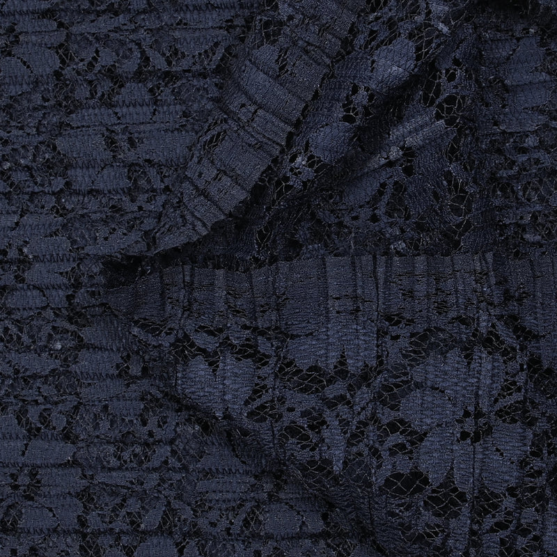 Dentelle plissée polyester Lisianthus marine