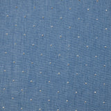 Chambray de algodón decorado con pedrería fondo azul denim