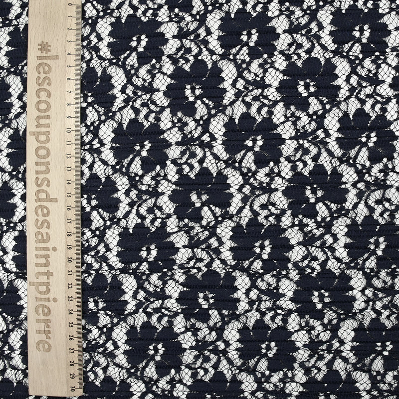 Dentelle plissée polyester Lisianthus marine