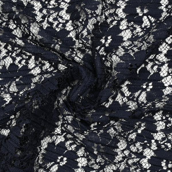 Dentelle plissée polyester Lisianthus marine