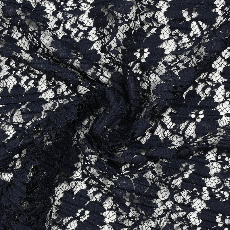 Dentelle plissée polyester Lisianthus marine