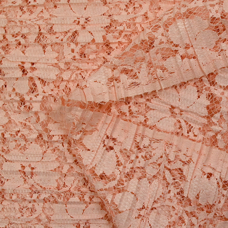 Dentelle plissée polyester Lisianthus rose pêche