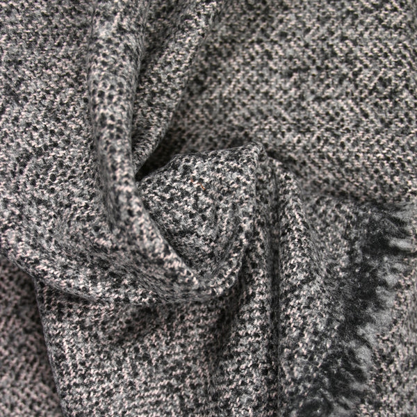 Laine mélangée fantaisie gris, noir et rose antique