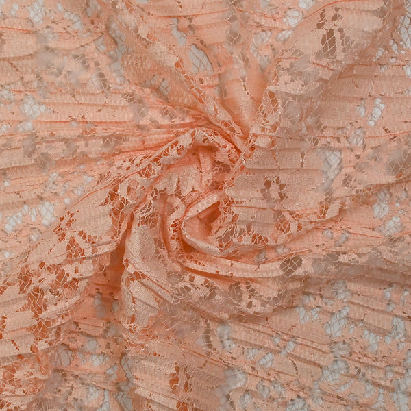 Dentelle plissée polyester Lisianthus rose pêche