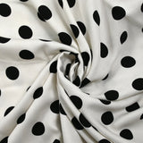 Twill de viscose imprimé à pois fond blanc cassé