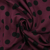 Twill de viscose imprimé à pois fond lie de vin