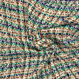 Tweed polyester à carreaux vert et bleu