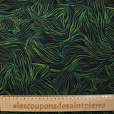 Twill de viscose imprimé nature abstraite vert fond noir