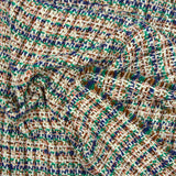 Tweed polyester à carreaux vert et bleu