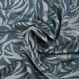 Crêpe viscose imprimé pointillisme feuilles ondulées bleu denim