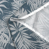 Crêpe viscose imprimé pointillisme feuillage bleu denim