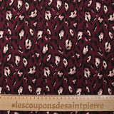 Twill de viscose imprimé léopard graou fond lie de vin