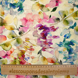 Viscose linen floral watercolor print with string background