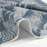 Crêpe viscose imprimé pointillisme feuillage bleu denim