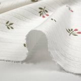 Jersey pointelle coton imprimé tulipes fond blanc cassé