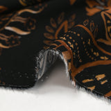 Twill de viscose imprimé cachemire marron fond noir