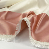 100% tafetán de seda a rayas rosa y blanco roto