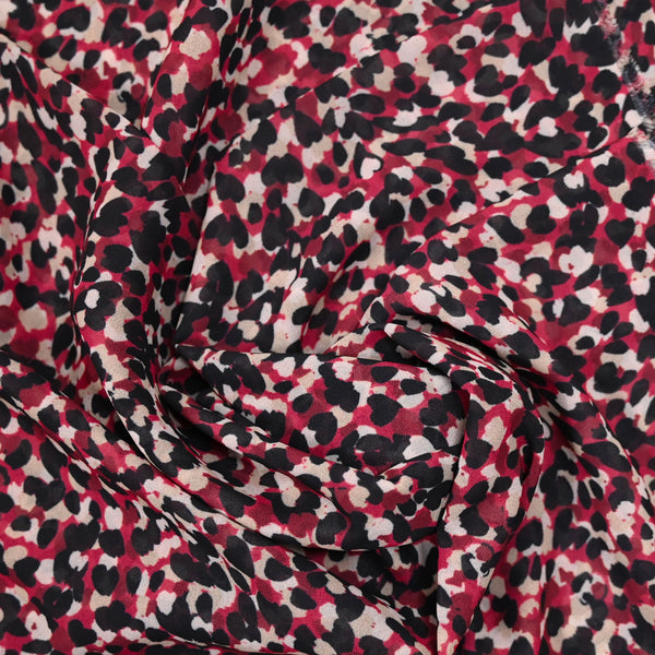 Printed polyester muslin confetti Bordeaux background