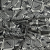 Crêpe de polyester labyrinthe noir et blanc