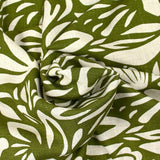Lin viscose imprimé voyage botanique fond vert