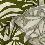 Lin viscose imprimé voyage botanique fond vert