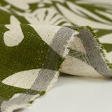 Lin viscose imprimé voyage botanique fond vert