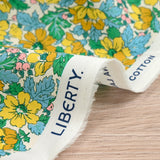 Algodón Liberty ® Dahlia Dream mostaza y azul al metro