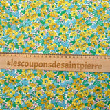 Algodón Liberty ® Dahlia Dream mostaza y azul al metro