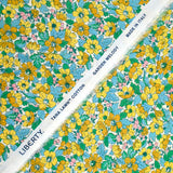 Algodón Liberty ® Dahlia Dream mostaza y azul al metro