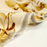 Viscose linen printed Sandra sepia ecru background