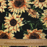 Polaire imprimée tournesol fond noir