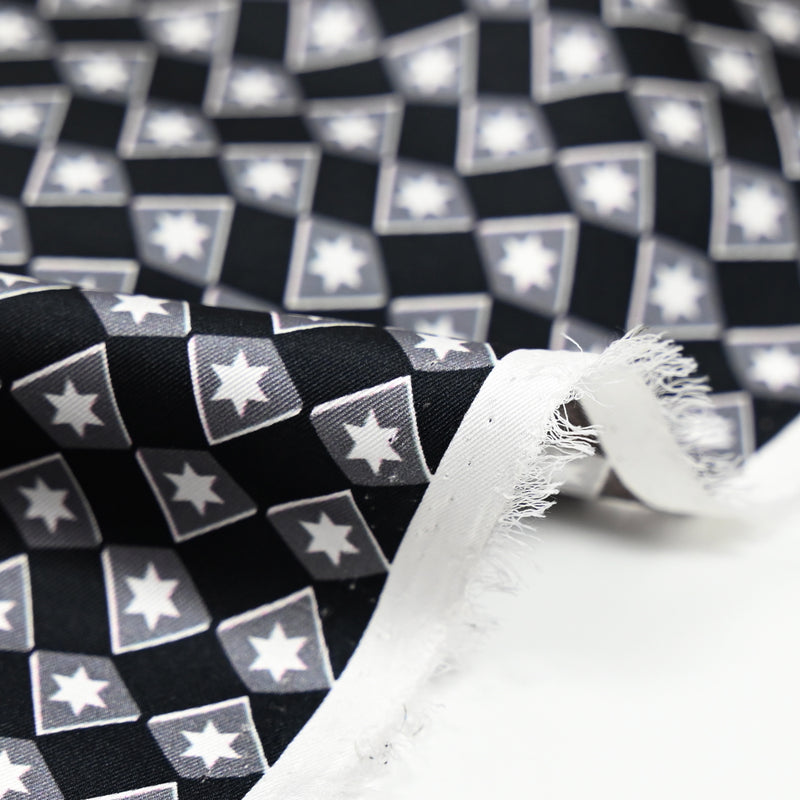 Polyester printed polyester gray Star Black background