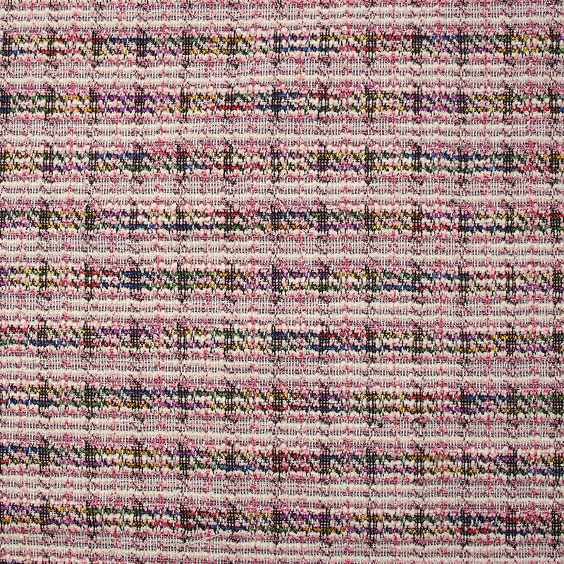 Maille aspect tweed lurex à carreaux rose
